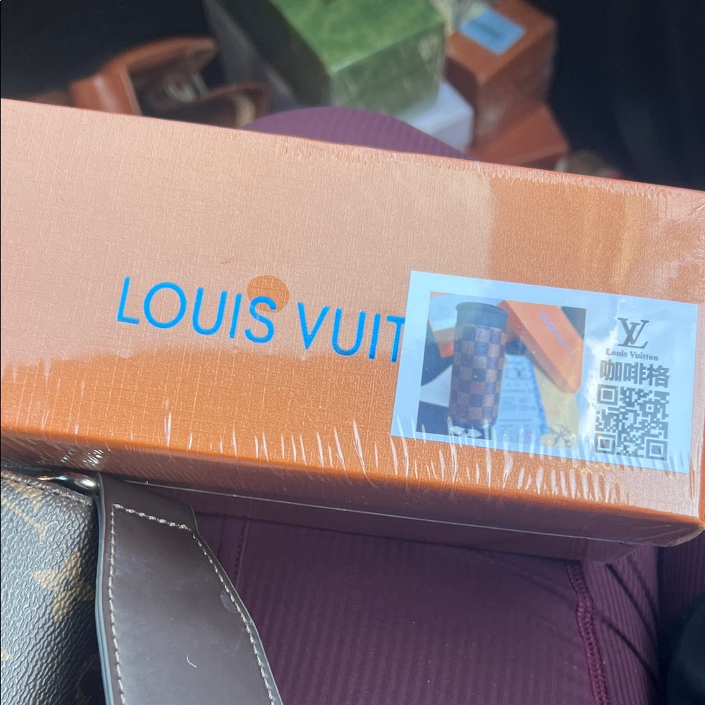 Louis Vuitton Orange Gift Box with Blue Text